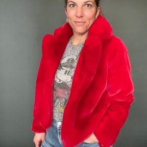 Dance & Marvel Red Fuzzy Jacket